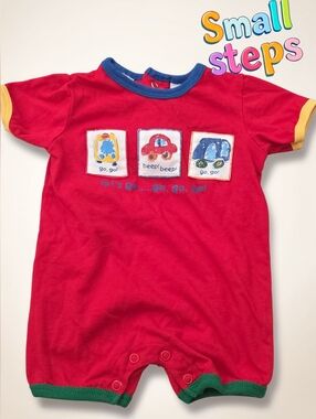 *1046 small steps vintage romper Boys 0-3 months